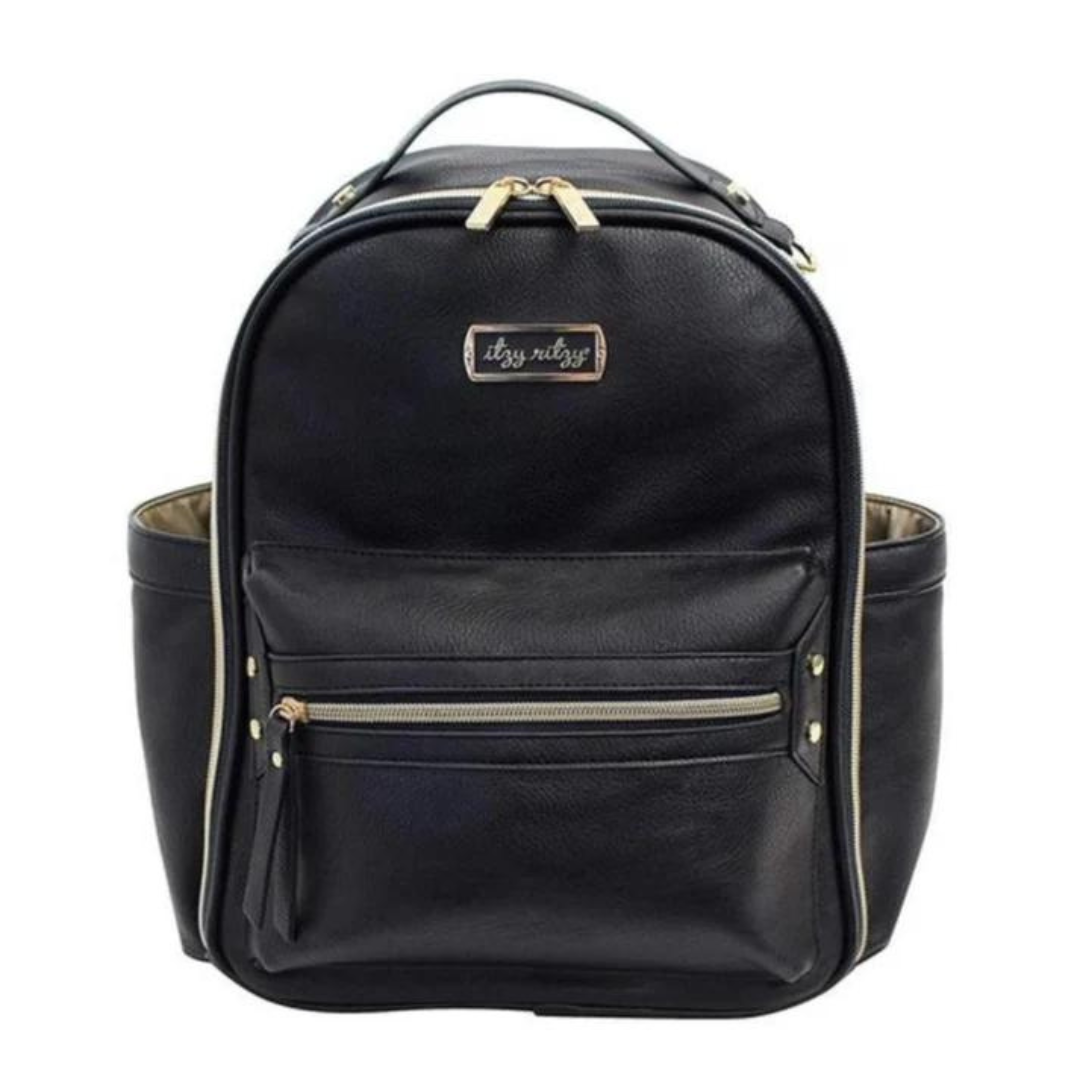 black leather backpack diaper bag Itzy Ritzy