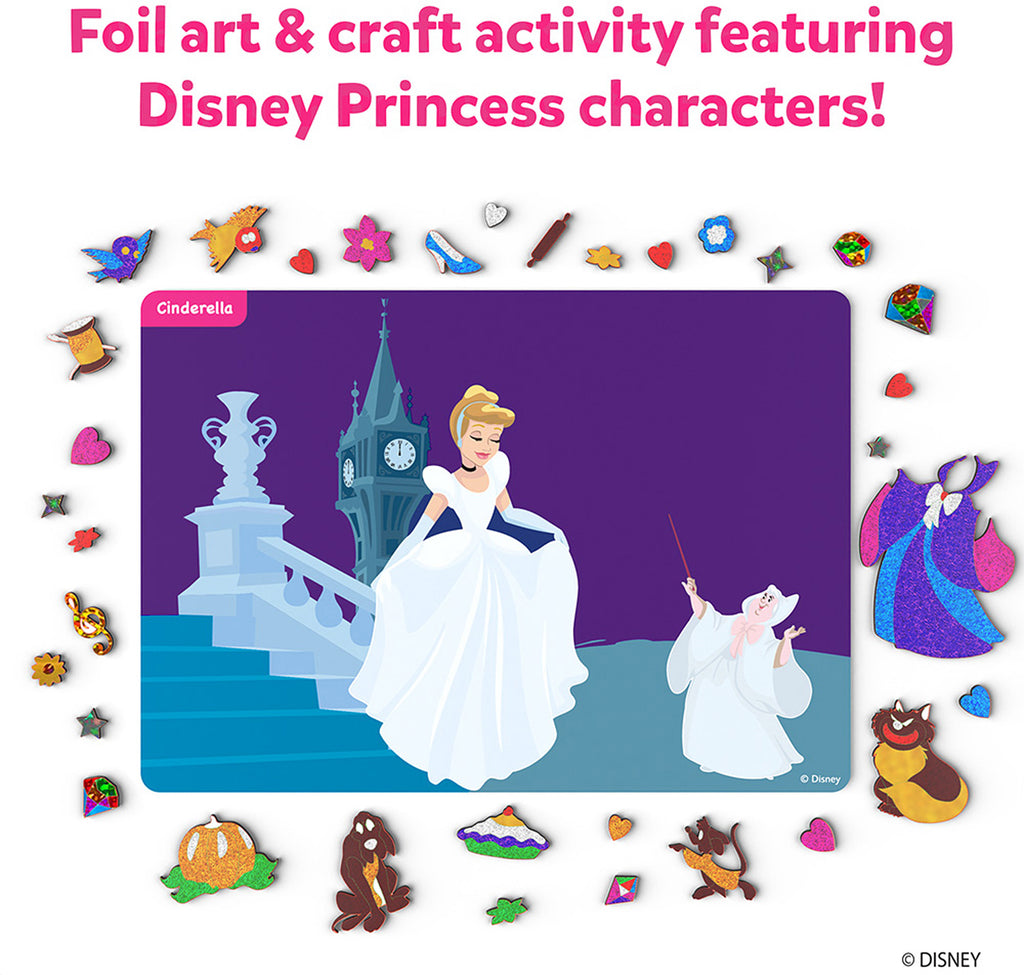 Foil art & craft activity set with Disney Princess characters, including Cinderella and her fairy godmother.
