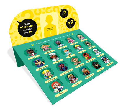 Game board with career characters and labels on a white background