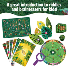 Image of board game cards and components on a white background