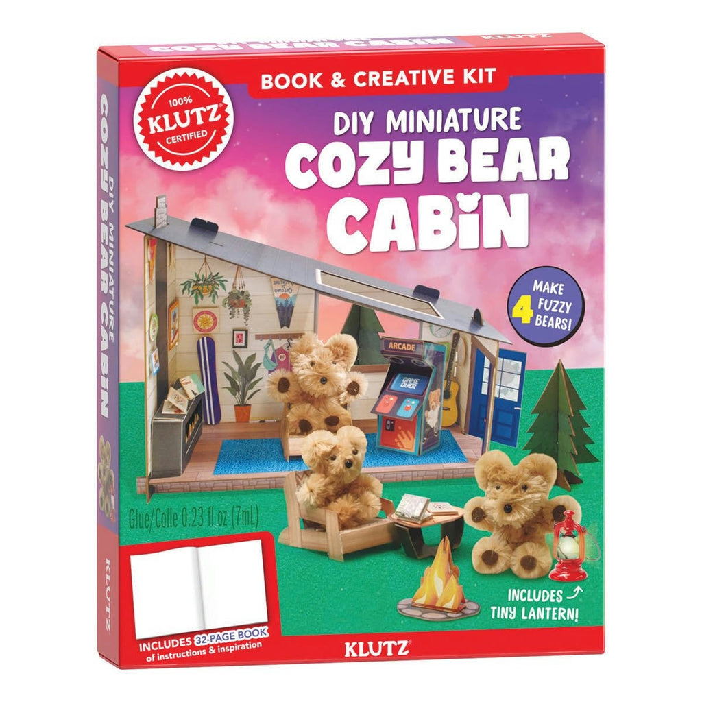 Klutz DIY Miniature Cozy Bear Cabin book and creative kit packaging on a white background