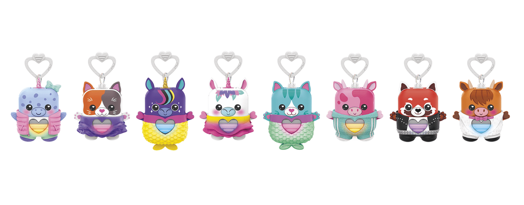Row of Nanomal keychain interactive pets