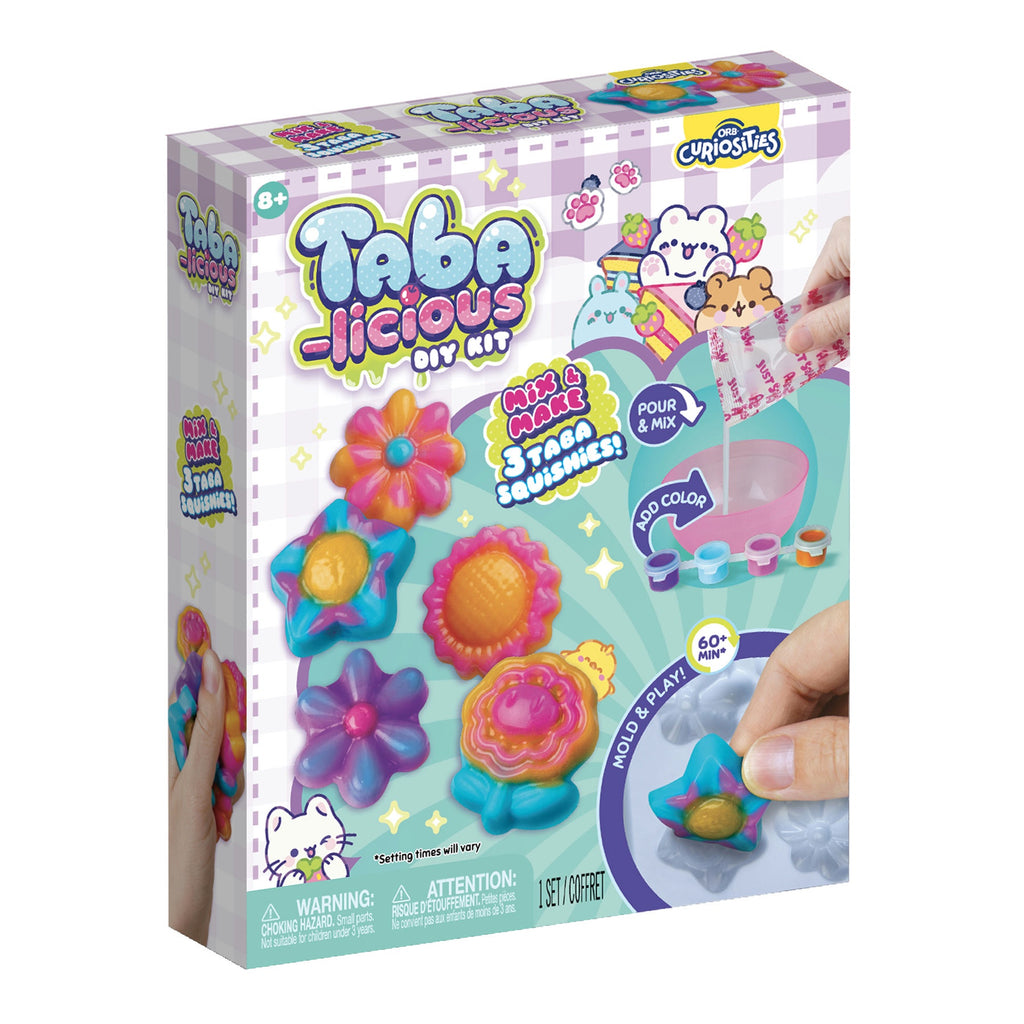 Box of Taba-licious DIY kit with colorful designs and text on a white background