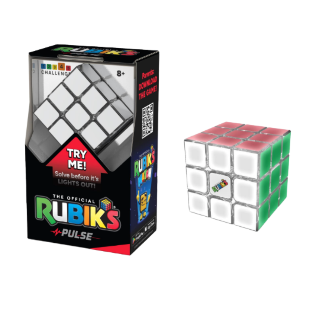 Rubik's Cube puzzle with packaging on a white background