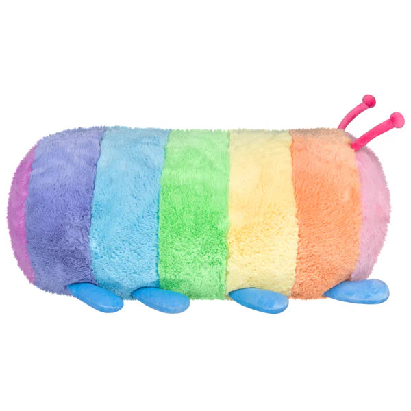 Colorful caterpillar plush toy on a white background