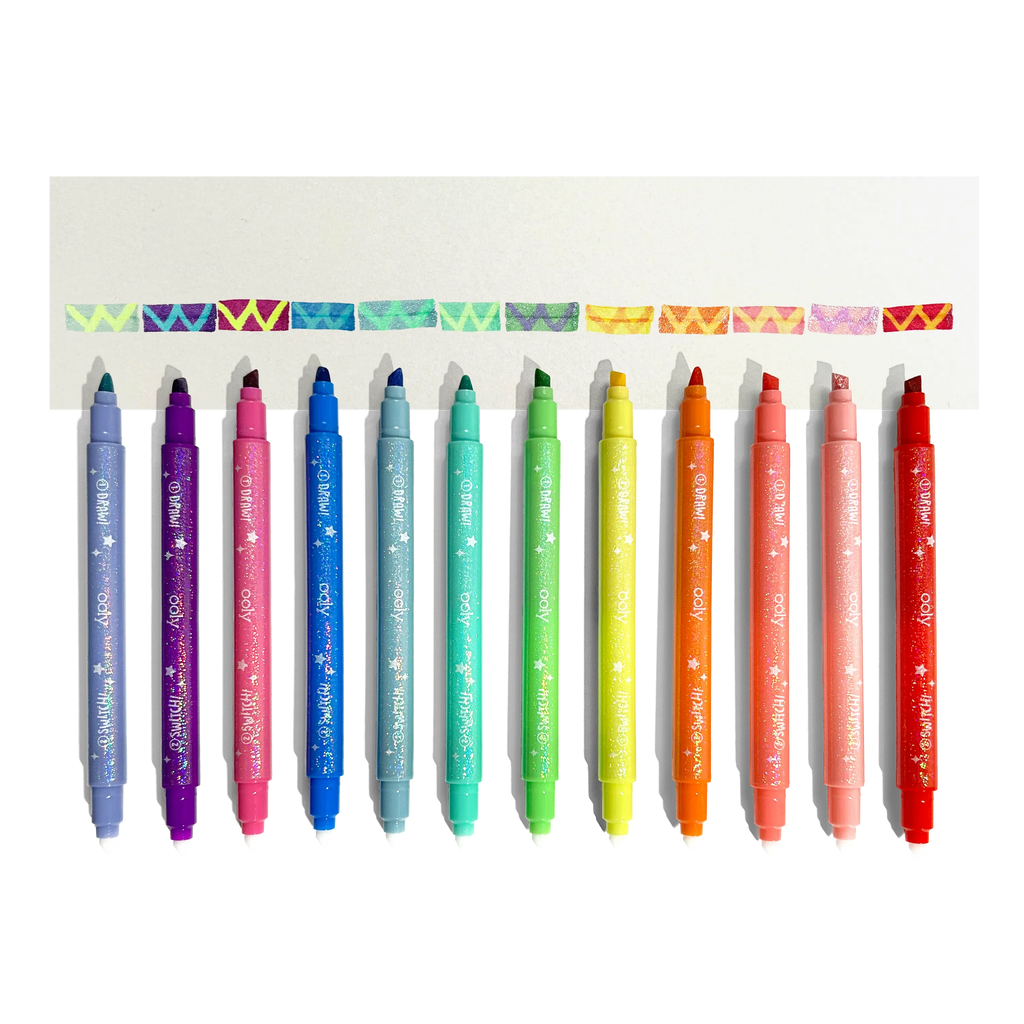Set of colorful markers on a white background