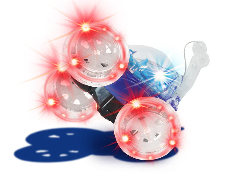 Turbo Twister RC car performing wheelie with light up wheels