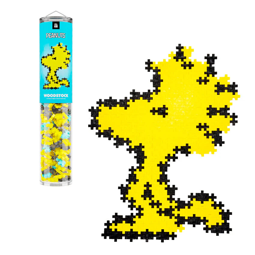 Woodstock Plus Plus Puzzle with tube packaging on a white background