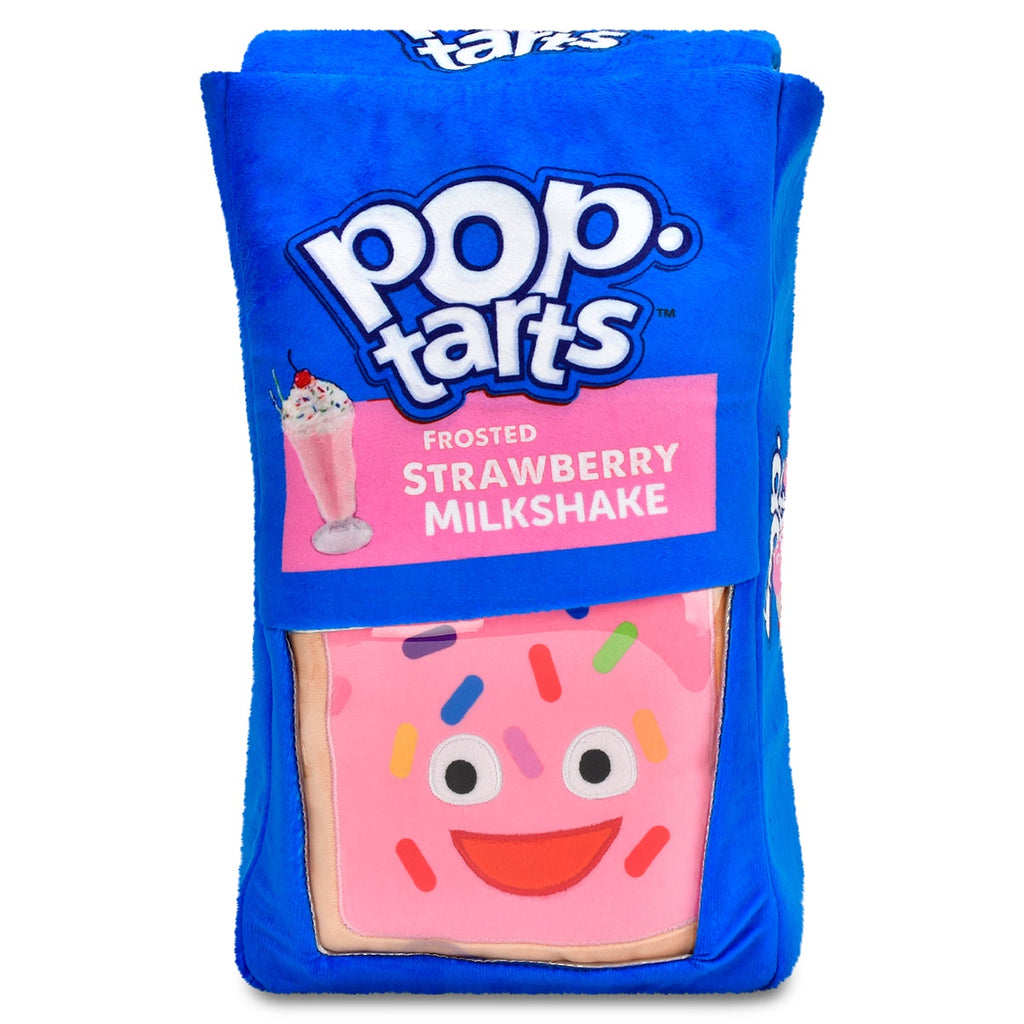 Pack of Pop-Tarts Frosted Strawberry Milkshake flavored plushies on a white background