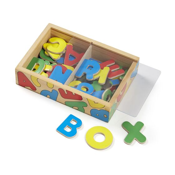 Image of Alphabet Magnets displayed with magnets spelling out the word "box"