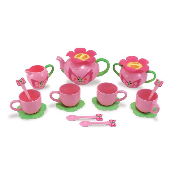 Image of 15 pieces included in Butterfly Tea Set by Melissa & Doug