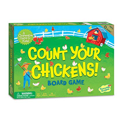 Image of Count York Chickens! board game packaging from Peaceable Kingdom