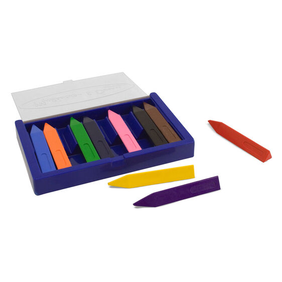 Image of 10 Jumbo Triangular Crayons displayed with storage case open