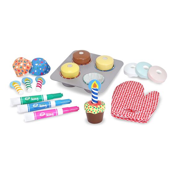 Image of Bake & Decorate Cupcake set components