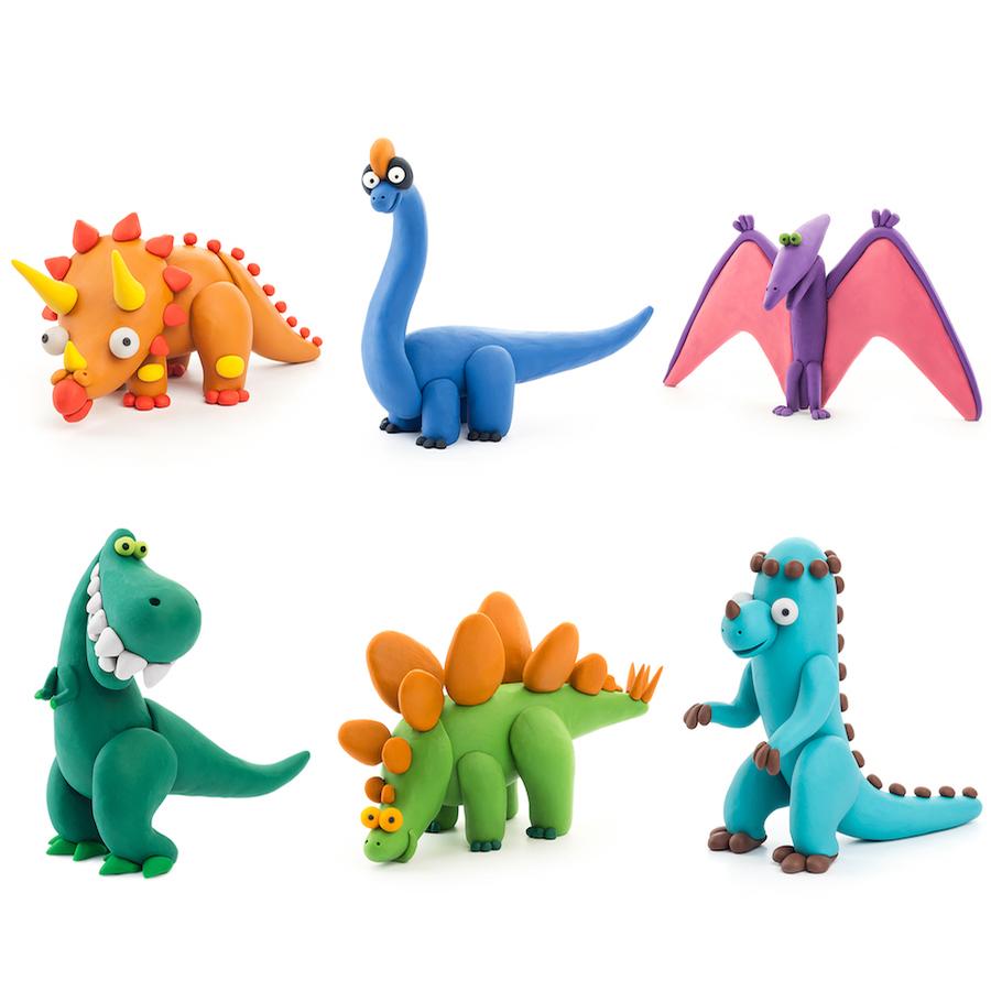Image of completed Hey Clay Dino figures
