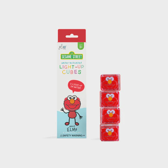 Image of Elmo 4 Pack Light-Up Cubes inside of packaging and outside packaging