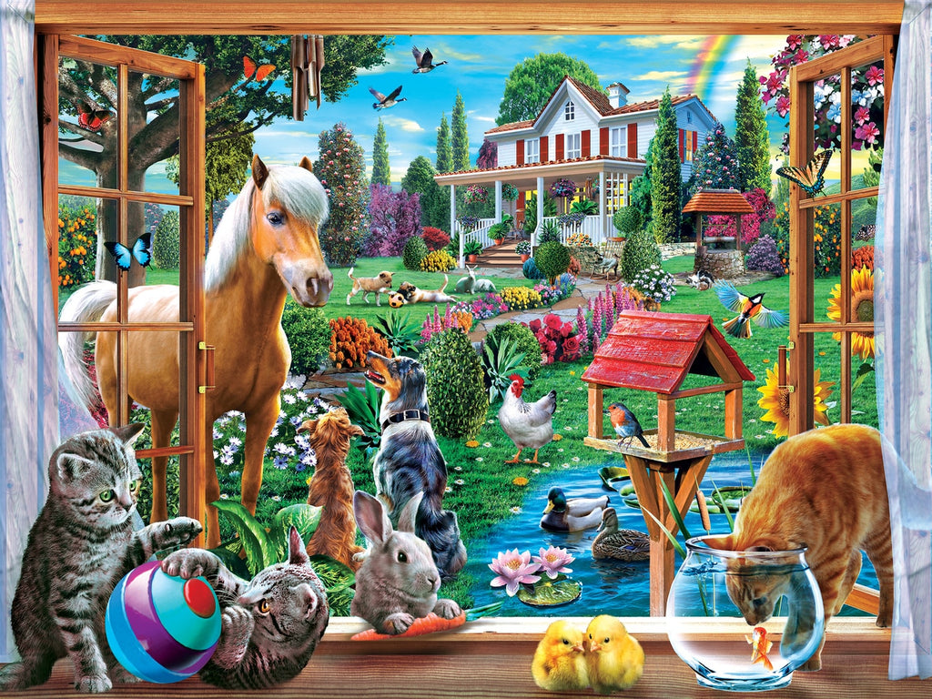Image of Peeking Through 400 piece puzzle image of farm from a window