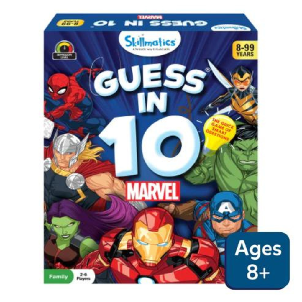Image of Marvel Guess in 10 packaging and age rating of 8+
